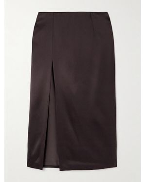 Veronica de Piante Elea Silk-Blend Satin Skirt - Brown
