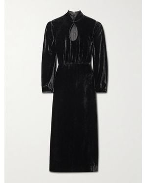 Saloni Domino Cutout Velvet Turtleneck Midi Dress - Black