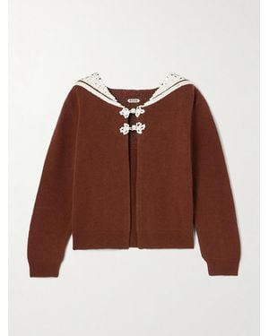 Bode Astoria Sequin-Embellished Wool And Cashmere-Blend Cardigan - Brown