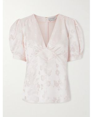 Gabriela Hearst Oberon Bluse Aus Seiden-Twill Mit Geblümtem Jacquard-Muster - Weiß