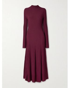 Adam Lippes Tabitha Ribbed-Knit Midi Dress - Purple
