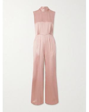 Sa Su Phi Nicole Tie-Neck Silk-Blend Satin Jumpsuit - Pink