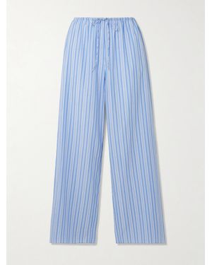 Doen Lavona Striped Organic Cotton Straight-Leg Pants - Blue