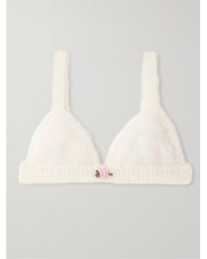 Alessandra Rich Bustier Aus Einer Mohairmischung Mit Stickerei - Natur