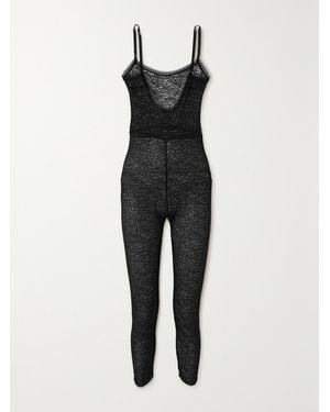 Eres Pensees Caline Satin-Trimmed Lace Bodysuit - Noir