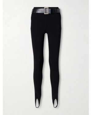 Self-Portrait Belted Stretch-Jersey Stirrup Leggings - Blue