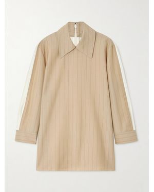 Jil Sander Bluse Aus Einer Woll-Mohairmischung Mit Nadelstreifen - Natur