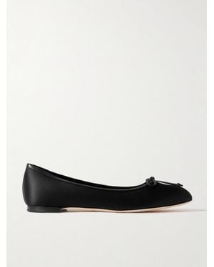 Manolo Blahnik Verallim 10 Ballerinas Aus Satin Mit Lederbesätzen Und Schleife - Schwarz