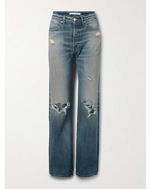 RÙADH The Agnes Distressed Mid-Rise Straight-Leg Jeans - Blue