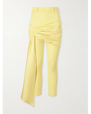 Rabanne Cropped Tie-Detailed Stretch-Jersey Pants - Yellow