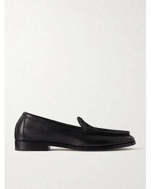 Bottega Veneta Silenzio Intrecciato Leather Loafers - Black