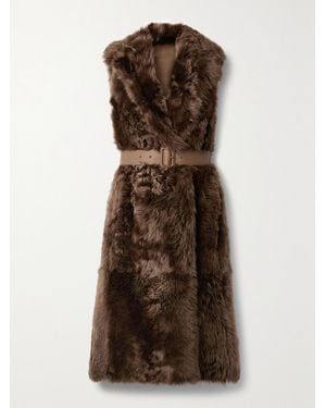 Loro Piana Ardis Reversible Belted Shearling And Suede Vest - Brown
