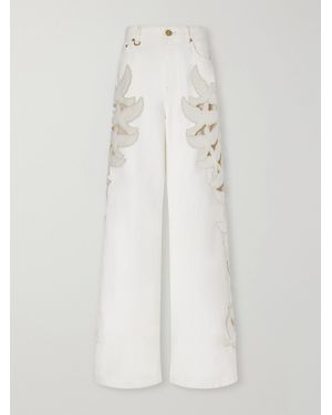 Zimmermann Appliquéd High-Rise Straight-Leg Jeans - White