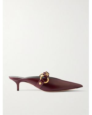 Balenciaga City Embellished Leather Mules - Brown