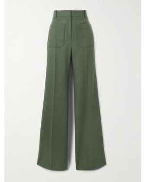 Victoria Beckham Alina Twill Wide-Leg Pants - Green