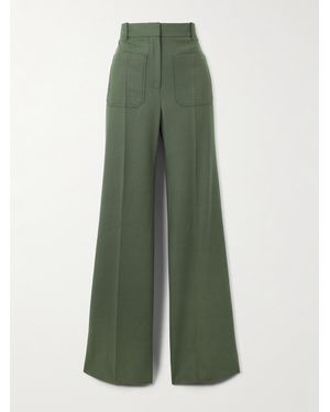 Victoria Beckham Alina Twill Wide-Leg Pants - Green