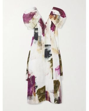 Aje. Bisou Printed Woven Midi Dress - White