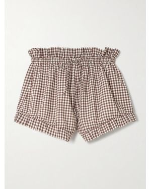 Posse Callie Ruffled Gingham Cotton Shorts - Brown