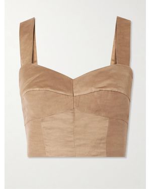 Cortana Gloria Cropped Dupioni Top - Natural