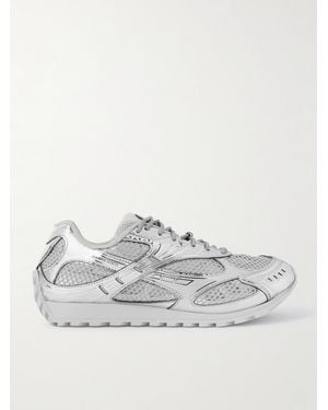 Bottega Veneta Orbit Metallic Rubber, Mesh And Fishnet Trainers