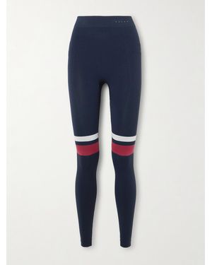FALKE Maximum Warm Striped Recycled-Jersey Ski Leggings - Blue