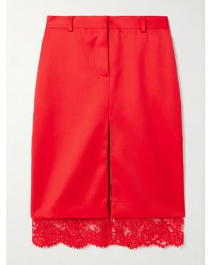 Stella McCartney Jupe En Laine À Finitions En Dentelle - Rouge