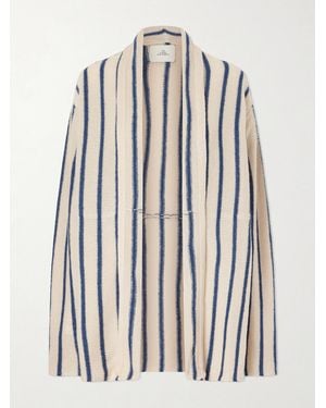 The Elder Statesman Striped Knitted Cashmere Cardigan - White