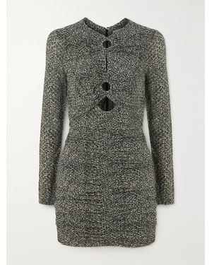 Isabel Marant Jana Cutout Ruched Printed Stretch-Jersey Mini Dress - Grey