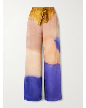Ulla Johnson Julien Dégradé Silk-Satin Wide-Leg Trousers - Blue