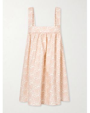 Matteau Babydoll Printed Linen And Cotton-Blend Mini Dress - Natural