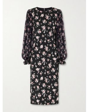 Dolce & Gabbana Floral-Print Silk-Blend Satin And Chiffon Dress - Black