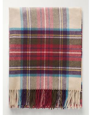 Johnstons of Elgin Tartan Stole Checked Cashmere Scarf - Red