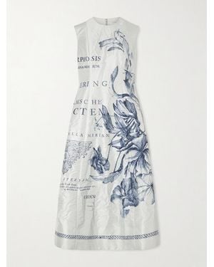 Erdem Floral-Print Crinkled-Satin Midi Dress - White