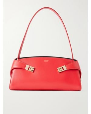 Ferragamo Hug Leather Shoulder Bag - Red