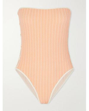 Eres Golden Embellished Cut-Out Jacquard Swimsuit - Natural