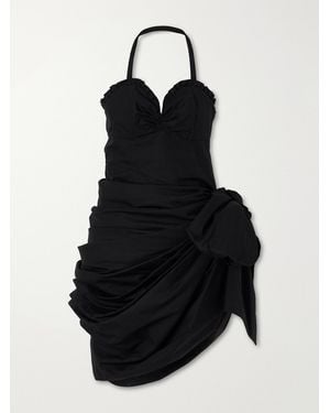 Chloé Halterneck Draped Cotton-Poplin Midi Dress - Black