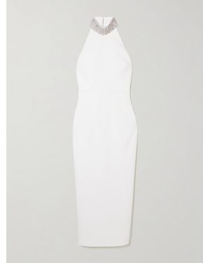 The New Arrivals Ilkyaz Ozel Hemingway Crystal-Embellished Cady Halterneck Gown - White