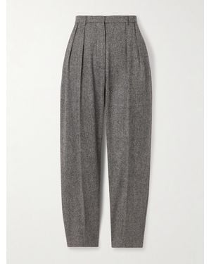 Altuzarra Emmett Pleated Wool-Tweed Tapered Pants - Gray