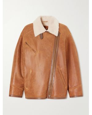Isabel Marant Adelina Shearling-Trimmed Suede Jacket - Brown