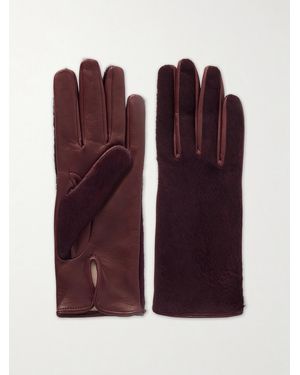 Nour Hammour Calf Hair And Leather Gloves - Purple