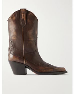 Paris Texas Dakota 60 Embroidered Leather Ankle Boots - Brown