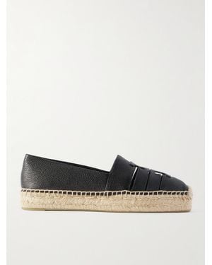 Tory Burch Ines Cutout Leather Platform Espadrilles - Black