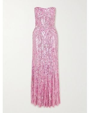 Jenny Packham Euphoria Sequin-Embellished Strapless Dress - Pink