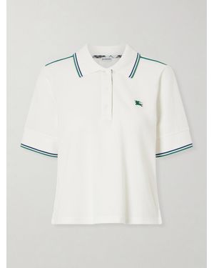 Burberry Logo-Embroidered Cotton-Blend Piqué Polo Shirt - Grey