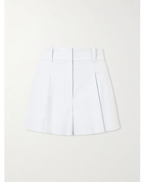 Veronica Beard Craig Pleated Cotton-Blend Twill Shorts - White