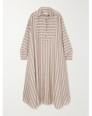 Loro Piana Striped Printed Linen And Silk-Blend Kaftan - Natural