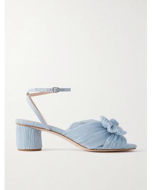 Loeffler Randall Dahlia Bow-Embellished Plissé-Organza Sandals - Blue