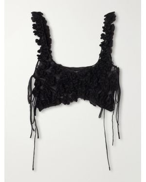 PAULINE DUJANCOURT Georgia Crocheted Mesh Bra - Black