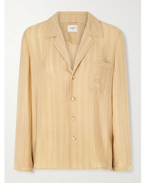Saint Laurent Striped Silk-Jacquard Shirt - Natural