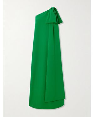 BERNADETTE Samuel One-Shoulder Bow-Embellished Crepe Gown - Green